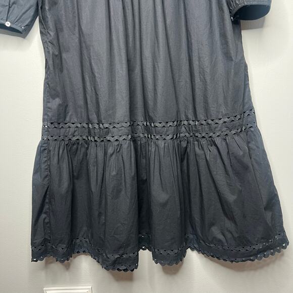 J.Crew Long Sleeve Eyelet-Trim Tiered Midi Dress Cotton Poplin Size SV-Neck Boho - Picture 11 of 15